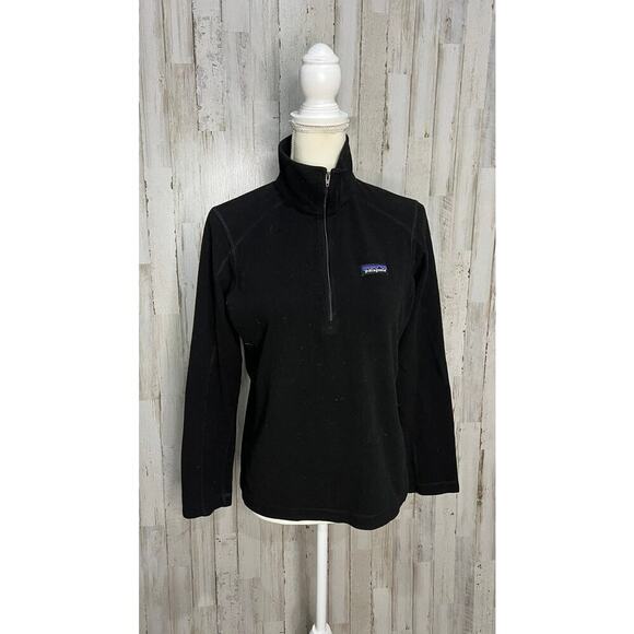 Patagonia Women's Black Fleece Pullover 1/2 Zip Sweater‎ Size Medium - Picture 1 of 6